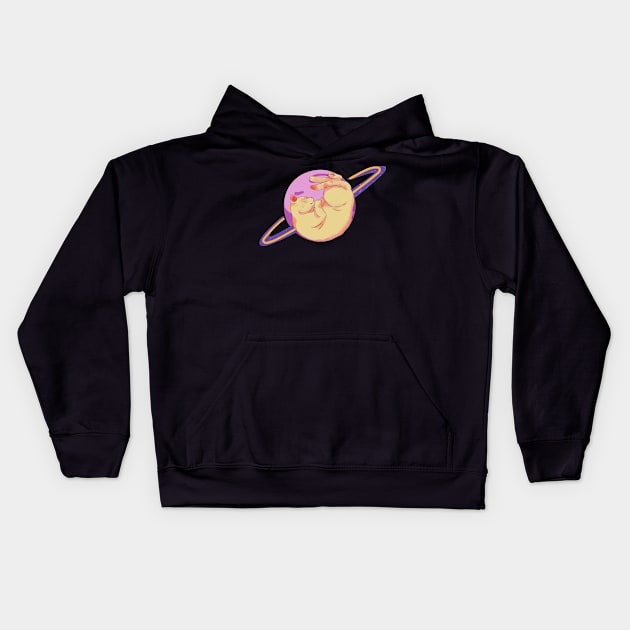 Aesthetic Cat And Saturn Kids Hoodie by WeStarDust